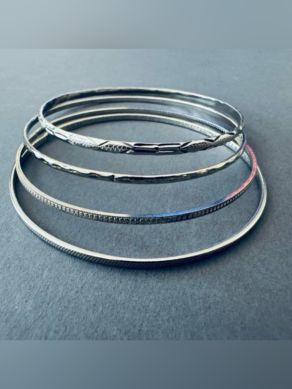 Silver Bangle Bracelet Set